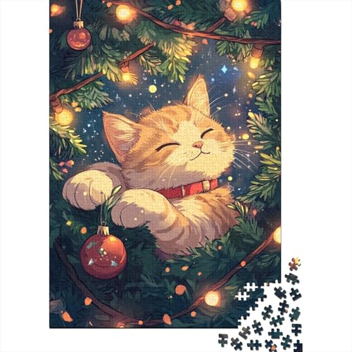 1000 Teile Rechteck Puzzle Erwachsene Niedliche Weihnachtskatze Kreatives Puzzle Spielzeug Herausforderung 1000 Teile (38x26cm) von QASEYIPV