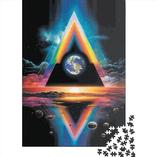1000 Teile Regenbogen-Erd-Prisma Holzpuzzle, Lernspiel für Erwachsene, 1000 Teile (38 x 26 cm) von QASEYIPV