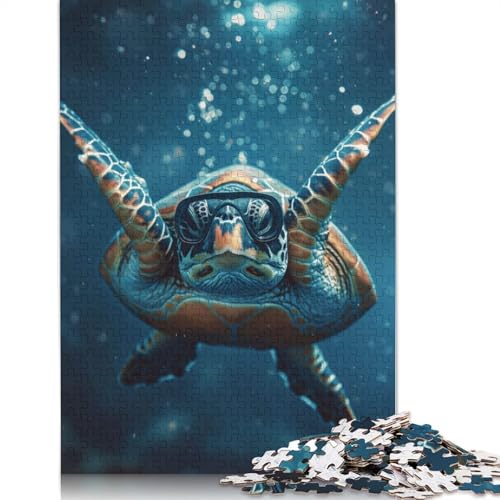 1000 Teile Schildkrötentauchen Blauer Ozean Puzzle Puzzle für Erwachsene Schwierigkeitsgrad Puzzle Lernspiel Spielzeug Familiendekoration 1000 Teile (75x50cm) von QASEYIPV