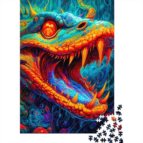 1000 Teile Schlange Puzzle für Erwachsene, Halloween-Geschenk, Holzpuzzle für Erwachsene, Familienspaß und Spieleabend, 1000 Teile (75x50cm) von QASEYIPV