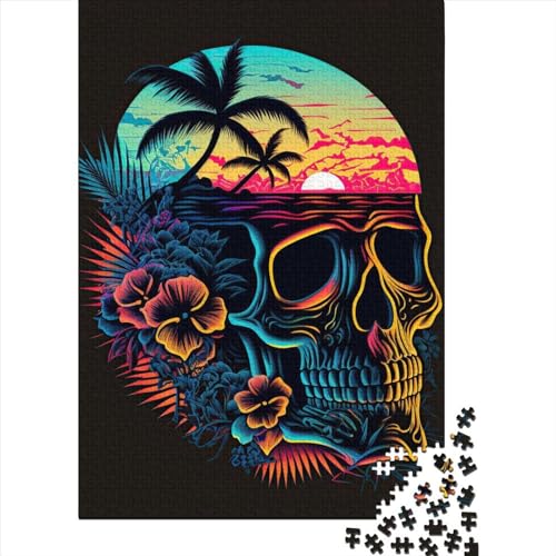 1000 Teile Skull Island Puzzle für Erwachsene, Holzpuzzle, Halloween-Geschenke, Erwachsenenpuzzle, Lernspiel, Herausforderung Spielzeug, 1000 Teile (75x50cm) von QASEYIPV
