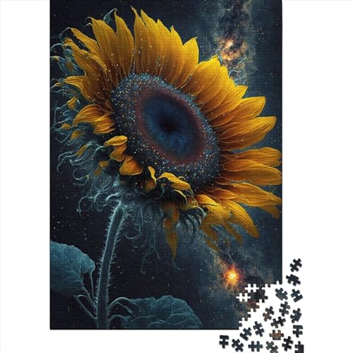 1000 Teile Sonnenblumenpuzzle für Erwachsene, Halloween-Geschenk, Holzpuzzle für Erwachsene, Familienspaß, Spielabende, 1000 Teile (75 x 50 cm) von QASEYIPV