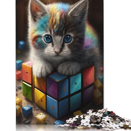 1000 Teile Tier Katze Puzzle für Erwachsene Teenager Weihnachtsgeschenk 1000 Teile (38x26cm) von QASEYIPV