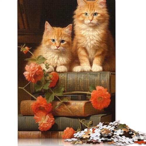 1000 Teile Tier-Puzzle, Katze, Puzzle, Lernspielzeug, Herausforderung, Spielzeug für Erwachsene (38 x 26 cm) von QASEYIPV