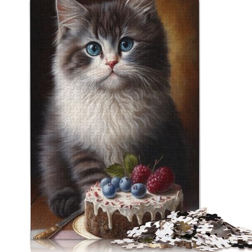 1000 Teile Tier- und Katzenpuzzles für Erwachsene, Halloween-Geschenk, Papierpuzzle für Teenager, einzigartige Dekorationen und Geschenke, 1000 Teile (38 x 26 cm) von QASEYIPV