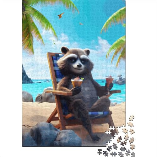 1000 Teile Tiere Strandpuzzle für Erwachsene, Holzpuzzle, Lernspiel für Kinder als Weihnachtsgeschenk, 1000 Teile (38x26cm) von QASEYIPV