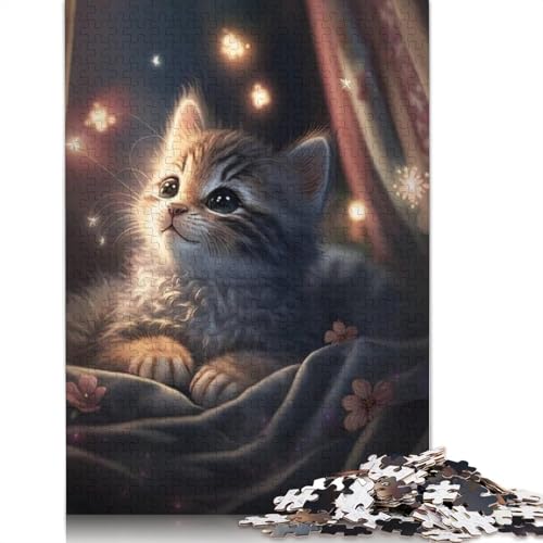 1000 Teile Tiere und Katzen Puzzle für Erwachsene Teenager Holzpuzzle Lernspiel Herausforderung Spielzeug Geburtstagsgeschenk 1000 Teile (75x50cm) von QASEYIPV