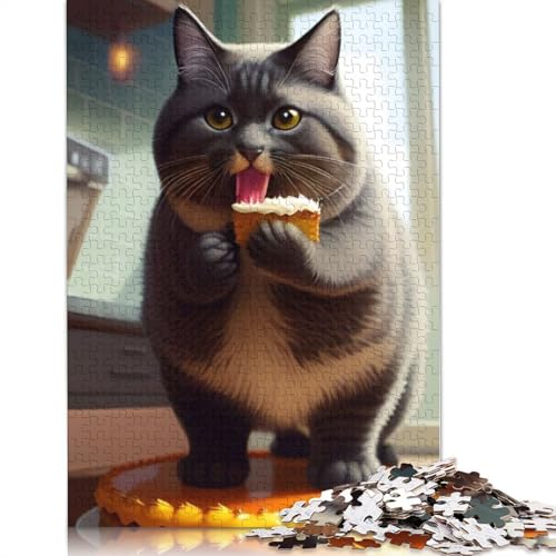 1000 Teile Tierpuzzle Katze für Teenager Geschenke Holzpuzzle für Erwachsene Lernspiele für Zuhause DIY Spielzeug 1000 Teile (75x50cm) von QASEYIPV