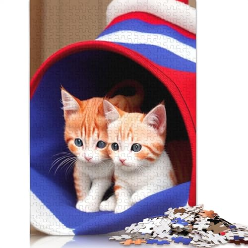 1000 Teile Tierpuzzle Katze für Teenager Geschenke Holzpuzzle für Erwachsene Lernspiele für Zuhause DIY Spielzeug 1000 Teile (75x50cm) von QASEYIPV