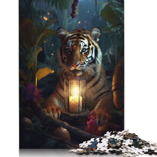 1000 Teile Tigerjunges, magische Lampe, Puzzle, Schwierigkeitsgrad: Puzzle, Lernspiel, Spielzeug, 1000 Teile (75 x 50 cm) von QASEYIPV