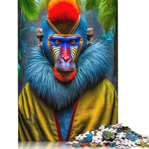 1000 Teile Tropical Mandrill Joy Puzzle, Schwierigkeitsgrad für Erwachsene, Lernspielzeug, Spiele, 1000 Stück (75 x 50 cm) von QASEYIPV
