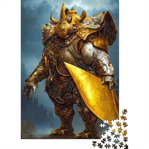 1000 Teile Warrior Rino Puzzle für Erwachsene, Halloween-Geschenk, Holzpuzzle für Erwachsene, 1000 Teile (75x50cm) von QASEYIPV