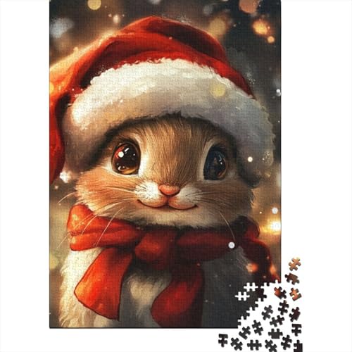 1000 Teile Weihnachtshasenpuzzle für Erwachsene und Kinder, Holzpuzzle, Lernspielzeug, 1000 Teile (75 x 50 cm) von QASEYIPV