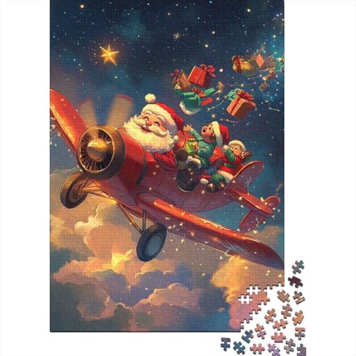 1000 Teile Weihnachtsmann reitet Flugzeug Erwachsene Intellektuelles Spiel Kinderpuzzle 1000 Teile (75x50cm) von QASEYIPV
