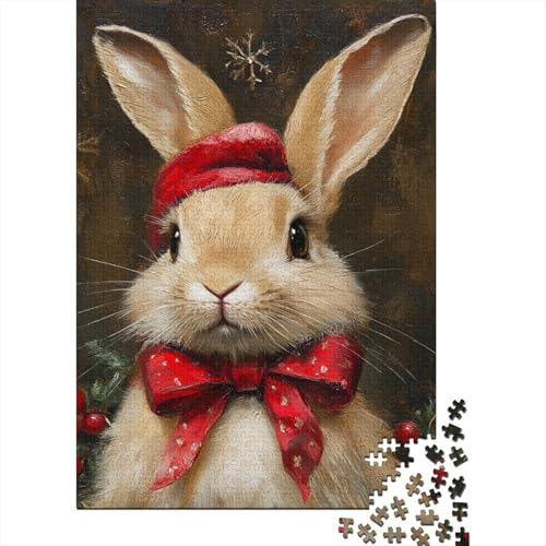1000 Teile Weihnachtspuzzle, Kaninchenpuzzle für Erwachsene, Papppuzzle, herausforderndes Spielzeug, 1000 Teile (38x26cm) von QASEYIPV