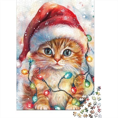 1000 Teile Weihnachtspuzzle, niedliche Katzen, für Erwachsene, Lernspiele, 1000 Teile (38 x 26 cm) von QASEYIPV