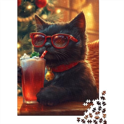 1000 Teile Weihnachtspuzzle, niedliche Katzen, für Erwachsene, Lernspiele, 1000 Teile (38 x 26 cm) von QASEYIPV
