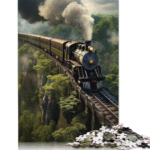 1000 Teile Züge für Erwachsene, Halloween-Geschenk, Holzpuzzle für Erwachsene, 1000 Teile (75 x 50 cm) von QASEYIPV
