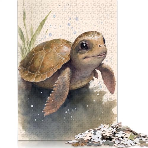 1000 Teile süße Baby-Schildkröten-Malpuzzles, Schwierigkeitsgrad Puzzle, Lernspiele, Spielzeug, 1000 Stück (75 x 50 cm) von QASEYIPV