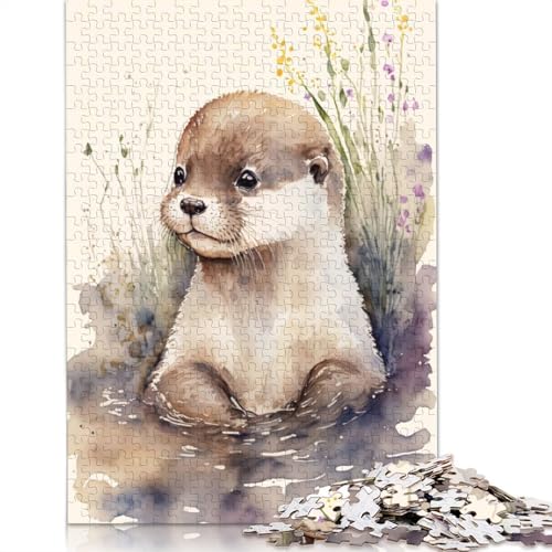 1000 Teile süßes Baby-Otter-Malpuzzle, Schwierigkeitsgrad Puzzle für Erwachsene, Lernspiele, Spielzeug, Familiendekoration, 1000 Teile (75 x 50 cm) von QASEYIPV