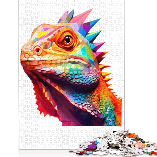 1000-teiliges Chamäleon-Puzzle mit Buntem Gesicht, Schwierigkeitsgrad für Erwachsene, Lernspielzeug, Spiele, Familiendekoration, 1000 Stück (75 x 50 cm) von QASEYIPV