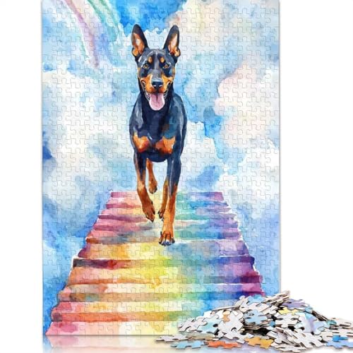 1000-teiliges Dobermann-Regenbogenbrücken-Puzzle für Erwachsene und Jugendliche, Lernspielzeug aus Papier, 1000 Teile (75 x 50 cm) von QASEYIPV