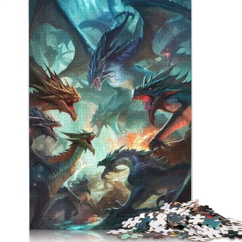 1000-teiliges Dragon Battle Royale-Puzzle für Erwachsene, Puzzles, Lernspielzeug, 1000 Stück (75 x 50 cm) von QASEYIPV