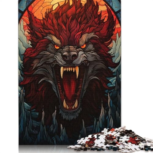 1000-teiliges Fenrir-Buntglas-Puzzle, Puzzle für Erwachsene, Schwierigkeitsgrad: Puzzle, Lernspiele, Spielzeug, Familiendekoration, 1000 Stück (75 x 50 cm) von QASEYIPV