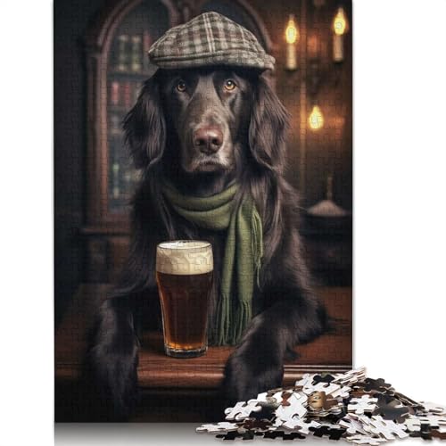 1000-teiliges Flat Coated Retriever-Puzzle für Erwachsene und Teenager, Papierpuzzle, Lernspiel, Herausforderung, Spielzeug, Geburtstagsgeschenke, 1000 Stück (75 x 50 cm) von QASEYIPV