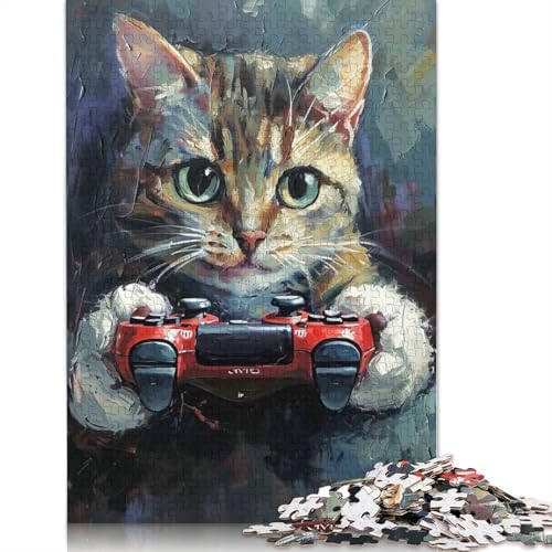 1000-teiliges Gamer-Katzen-Mal-Puzzle für Erwachsene, Papierpuzzle, Lernspiel für Erwachsene Teenager, 1000 Stück (75 x 50 cm) von QASEYIPV