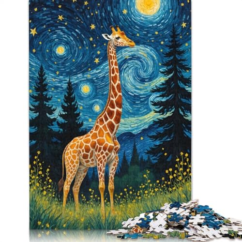 1000-teiliges Giraffen-Sternenpuzzle, Schwierigkeitsgrad: Puzzle, Lernspiel, Spielzeug, 1000 Stück (75 x 50 cm) von QASEYIPV