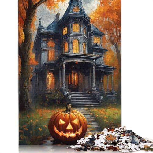 1000-teiliges Halloween-Castle-Puzzle für Erwachsene und Jugendliche, Holzpuzzle für Familienspaß und Spielabende, 1000 Teile (75 x 50 cm) von QASEYIPV