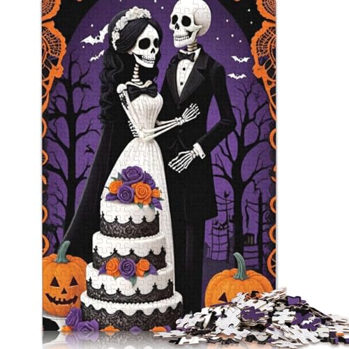 1000-teiliges Halloween-Puzzle mit Skelett für Erwachsene und Jugendliche, nachhaltige Papierpuzzle für Erwachsene | 1000-teilige Spiele (38x26cm) von QASEYIPV