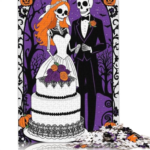 1000-teiliges Halloween-Puzzle mit Skelett für Erwachsene und Jugendliche, nachhaltige Papierpuzzle für Erwachsene | 1000-teilige Spiele (38x26cm) von QASEYIPV