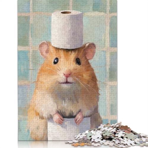 1000-teiliges Hamster-Puzzle mit Toilettenpapierhut, Papierpuzzle für Erwachsene und Jugendliche ab 12 Jahren, 1000 Teile (75 x 50 cm) von QASEYIPV