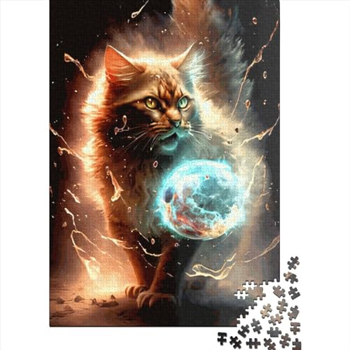 1000-teiliges Katzenpuzzle für Erwachsene, Holzpuzzle, Anti-Stress-Spiele und einzigartige Weihnachtsgeschenke, 38 x 26 cm von QASEYIPV