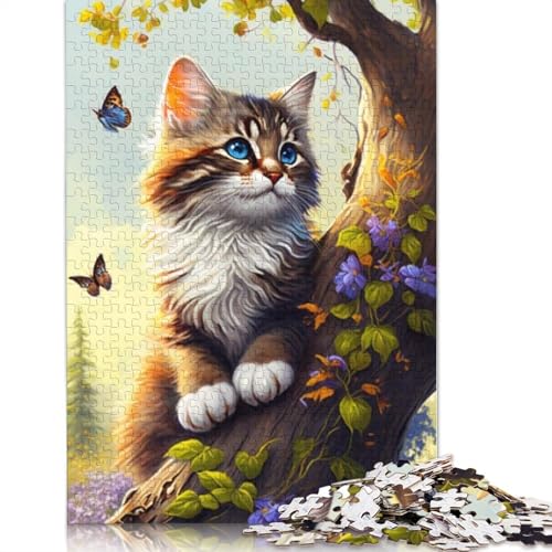 1000-teiliges Katzenpuzzle für Erwachsene, Holzpuzzle für Erwachsene und Jugendliche, pädagogisches Puzzle, 1000 Teile (75 x 50 cm) von QASEYIPV