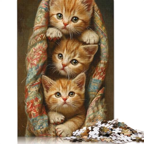 1000-teiliges Katzenpuzzle für Erwachsene, pädagogisches Spiel, Herausforderung, Spielzeug, 1000 Teile (38 x 26 cm) von QASEYIPV