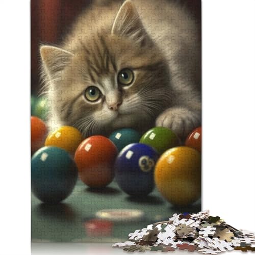 1000-teiliges Katzenpuzzle mit Tierkunst für Erwachsene, einzigartige Dekoration für Zuhause und Geschenke, 1000 Teile (75 x 50 cm) von QASEYIPV