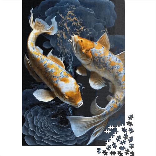 1000-teiliges Koi-Fisch-Puzzle für Erwachsene, Lernspiel aus Holz, 75 x 50 cm von QASEYIPV