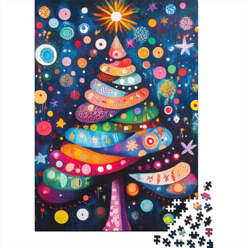 1000-teiliges Ölgemälde Weihnachtsbaum Puzzle, kreatives rechteckiges Puzzle für Erwachsene und Kinder, Papierpuzzle, lustiges Lernspielzeug, 1000 Teile (38 x 26 cm) von QASEYIPV