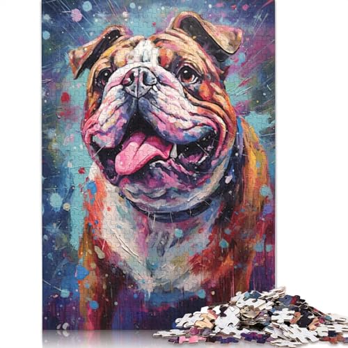 1000-teiliges Paletten-Bulldoggen-Malpuzzle, Schwierigkeitsgrad Puzzle, Lernspiel, Spielzeug, 1000 Stück (75 x 50 cm) von QASEYIPV