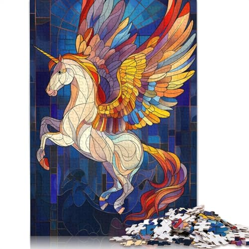 1000-teiliges Pegasus-Buntglas-Puzzle, Schwierigkeitsgrad für Erwachsene, Lernspielzeug, Spiele, Familiendekoration, 1000 Stück (75 x 50 cm) von QASEYIPV