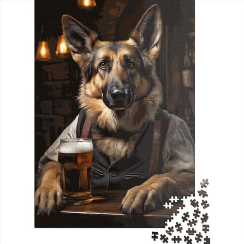 1000-teiliges Puzzle, Deutscher Schäferhund, für Erwachsene, Holzpuzzle, Freunde und Familie, 1000 Teile (38 x 26 cm) von QASEYIPV