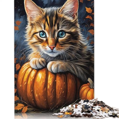 1000-teiliges Puzzle, Katze, Halloween, für Erwachsene und Jugendliche, Lernspielzeug aus Papier, 1000 Teile (38 x 26 cm) von QASEYIPV
