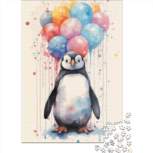 1000-teiliges Puzzle, Pinguin, Aquarell, Holzpuzzle, Lernspielzeug, Weihnachtsgeschenke, 1000 Teile (38 x 26 cm) von QASEYIPV