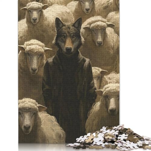 1000-teiliges Puzzle, gekleideter Wolf, Schafführer, Lernspiel, Spielzeug, Familiendekoration, Erwachsene, herausfordernd, 1000 Teile (75 x 50 cm) von QASEYIPV