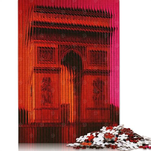 1000-teiliges Puzzle „Arc de Triomphe“, abstraktes Rot, für Erwachsene, Papierpuzzles für Erwachsene, Teenager, Mann, Frau, Geschenk, 1000 Stück (75 x 50 cm) von QASEYIPV
