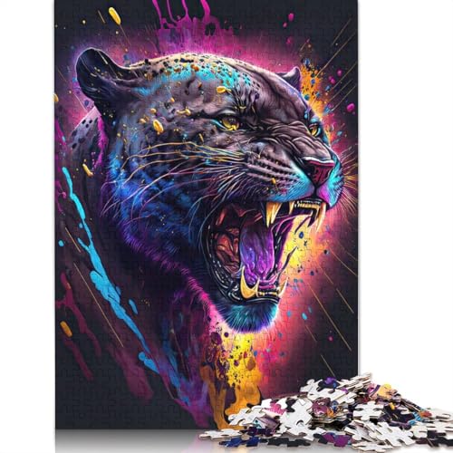 1000-teiliges Puzzle „Der aufgeregte Panther“ für Erwachsene, Puzzle, Lernspiel, Herausforderungsspielzeug, 1000 Stück (75 x 50 cm) von QASEYIPV