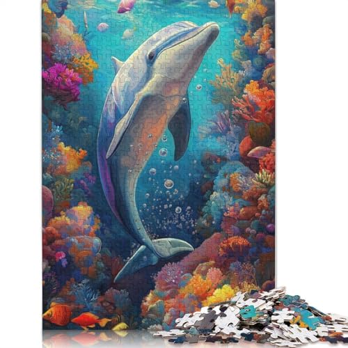 1000-teiliges Puzzle „Der springende Delfin“ für Erwachsene, Puzzles, Lernspielzeug, 1000 Stück (75 x 50 cm) von QASEYIPV